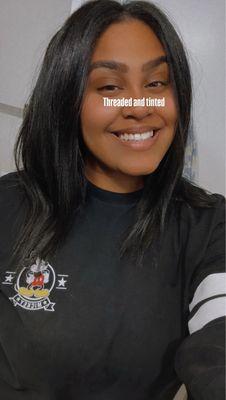 Eyebrows by Binny! $10 threading and $15 tinted, lasts about 1-2 weeks.