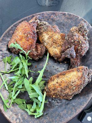 Wings with reaper garlic pepper dry rub.....will light you on fire!