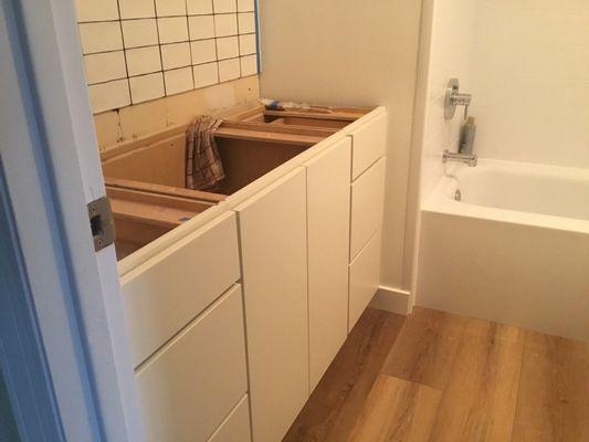 Off color cabinet that looks fine.