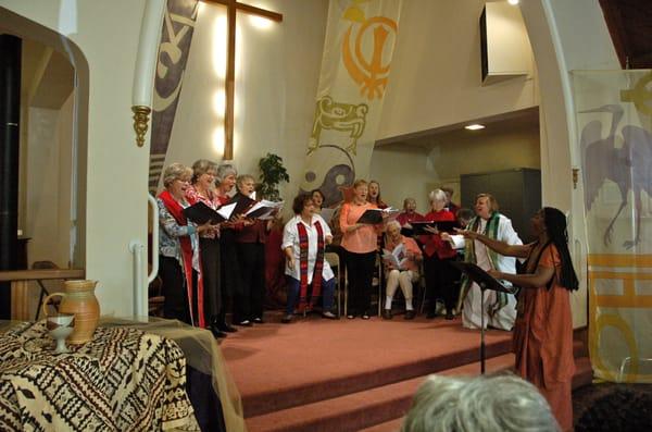 Our women's choir, the Amazing Graces singing during worship.