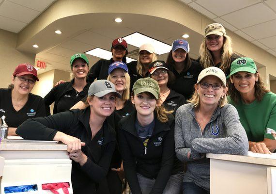 Our staff at the Fishers office celebrating National Orthodontic Health Month by participating in our hat Spirit Day! So much fun!