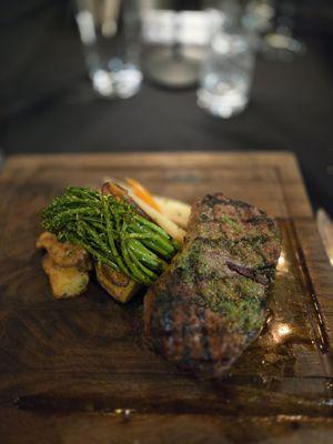 The steak was clearly sous vied. The most tender steak I've ever tasted.