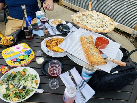 Kale Salad, Loaded Waffle Fries, Guido Stromboli, Mushroom pizza, all fantastic!!