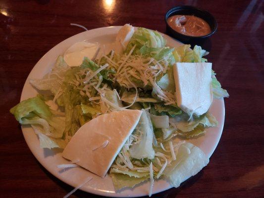 Caesar salad with mozzarella cheese and the balsamic vinaigrette dressing - very delicious