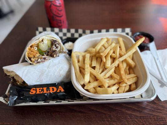 Beef wrap n fries