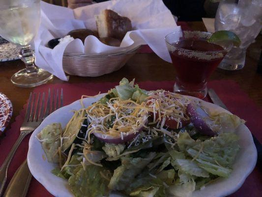 Salad and dinner rolls