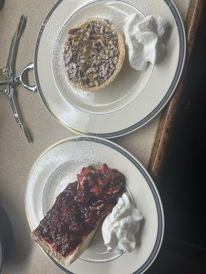 Raspberry cheesecake and pecan tarts