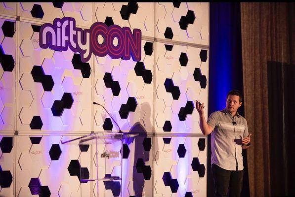 Devin Harper speaking at NiftyCon