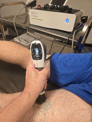 Storz Medical Radial Shockwave to reduce Trigger Points, Adhesions, and pain, while increasing blood flow and expediting healing.