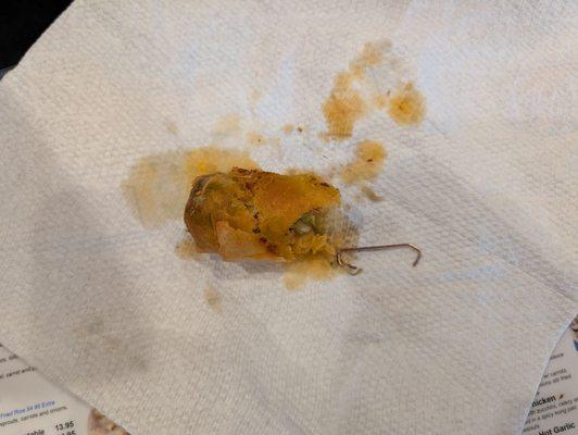 Here's the staple on part of the egg roll that I brought back to the store