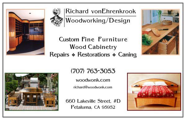 For over 40 years, we have specialize in Custom Furniture, Repairs and Restorations. Please visit us at: www.woodwonk.com
Free Quotes