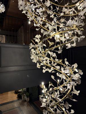 Beautiful chandelier, hanging down the main staircase