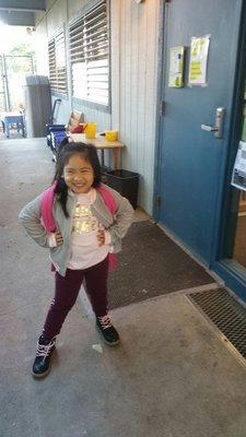 Our Miranda on her first day of school.