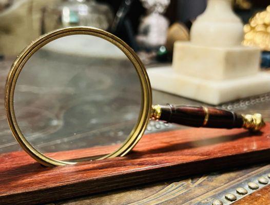 Vintage turned wood magnifying glass