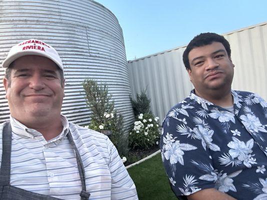 Catering crew having fun in the sun