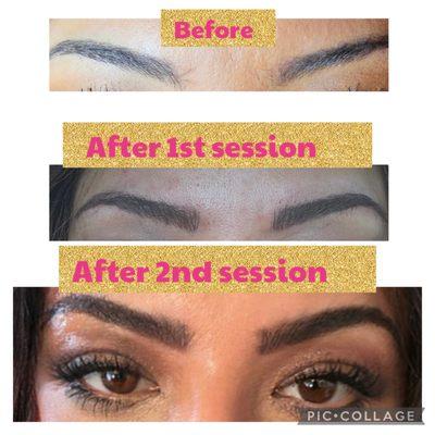Before and after eyebrow micro blading