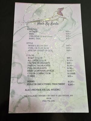 Price list