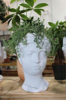 Statue head planter