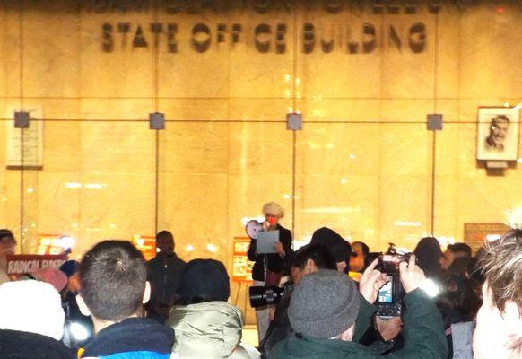 Pictures from tonight's Harlem Candlelight Vigil at The Adam Clayton Powell State Office Building for Renee Good, the mom who was murdered.