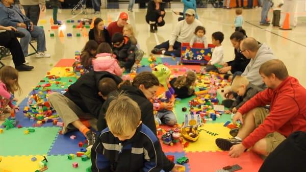 Mat with Kids and Cheap Lego Bricks