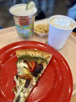 Mediterranean pizza slice and Double Irish Whiskey were good!