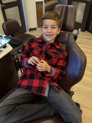 Chilling with Dr. Despot and Dental Assistant Jackie. They gave him a Christmas surprise!!!