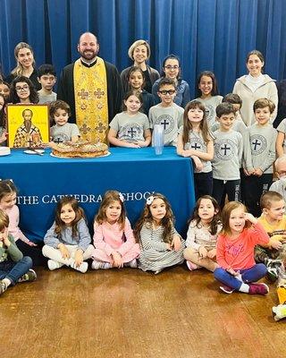 TCS Vasilopita cutting with Fr. Chrysostomos 
Happy New Year!  ! #tcsproud #nycschools #prekto8thgrade