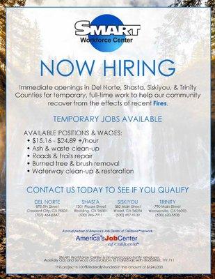 If you are on unemployment or long term unemployed, special labor opportunities may be available to you!