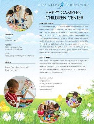 Our new program Happy Campers Children Center flyer.
