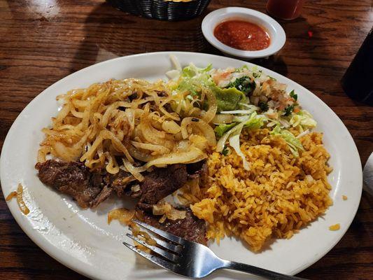 Carna asada perfered less onions more steak but it was good.