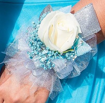 Perfect Match to my sister's prom dress - corsage.