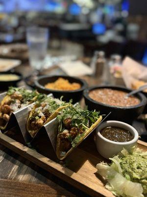 Handmade corn tortilla chicken tacos!