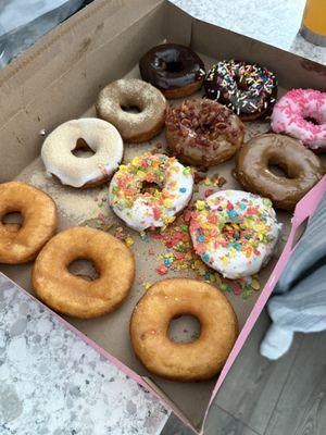 Assortment of a dozen donuts