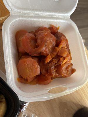 Very expensive side of mushy, greasy, sweet carrots