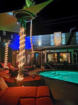 The pool is warm (on the right)