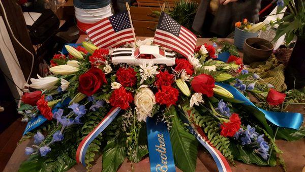 Custom patriotic casket spray.