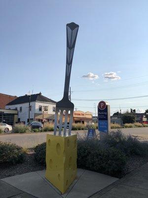 Fork and Cheese Statue