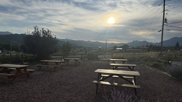 The outdoor seating area.