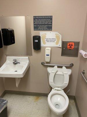 Inside the patient bathroom . Dispute the pic it was clean and smells good