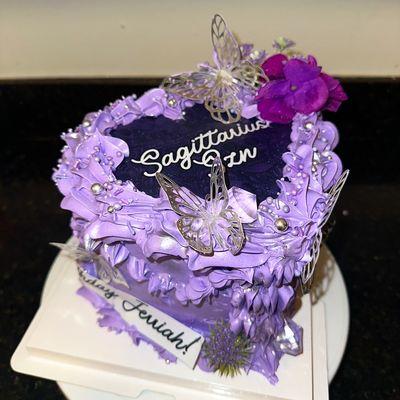 Purple Heart Shaped Cake - 6 inch