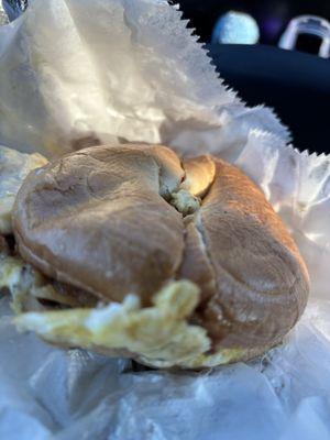 Bacon Meat, Egg and Cheese on a bagel Breakfast Sandwich