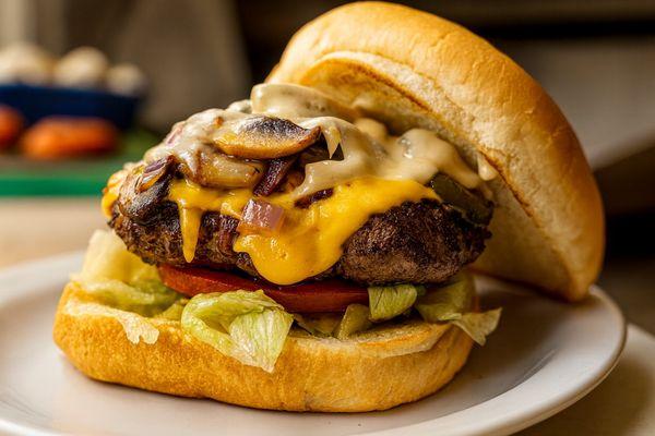 Jimmy's Big Burger- Fans Favourit. Built from a thick, juicy premium beef patty, layered with melted American + provolone + grilled veggies.