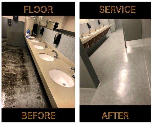 Before & After flooring service.