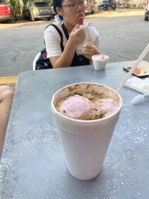 Black cherry ice cream float with Dr. Pepper