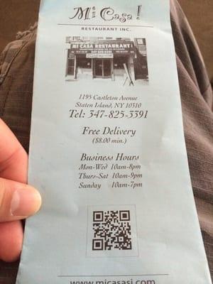 The front of the menu.