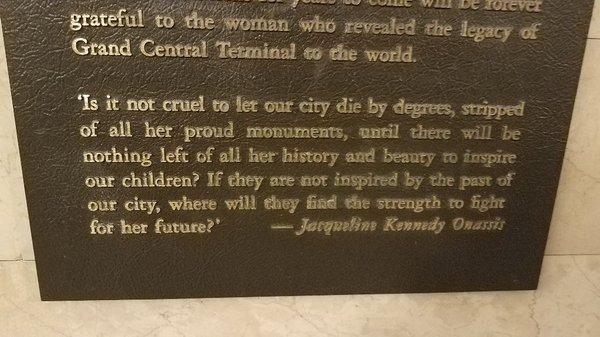 Jacqueline Kennedy Onassis Plaque