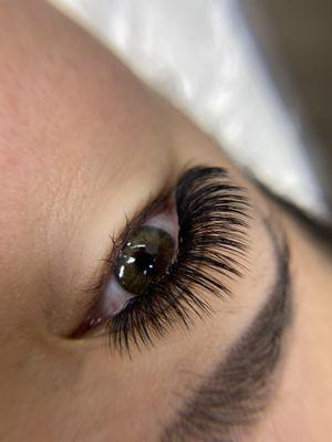 Beautiful textured volume! Eyelash extensions are safe and do not damage the natural lash. Call us to book this look!