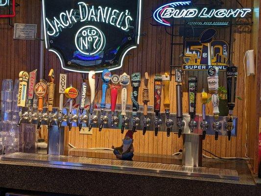 Draft beer choices.