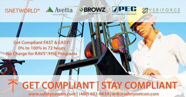 ISNetworld®, PEC Premier®, Avetta®, Browz® and Veriforce® Compliance.