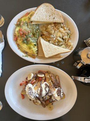 Pesto Chicken Omelet Strawberry Nutella Banana French Toast